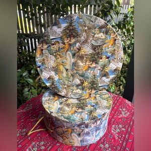 Angel Theme Holiday Storage or Hat Boxes Set of 2